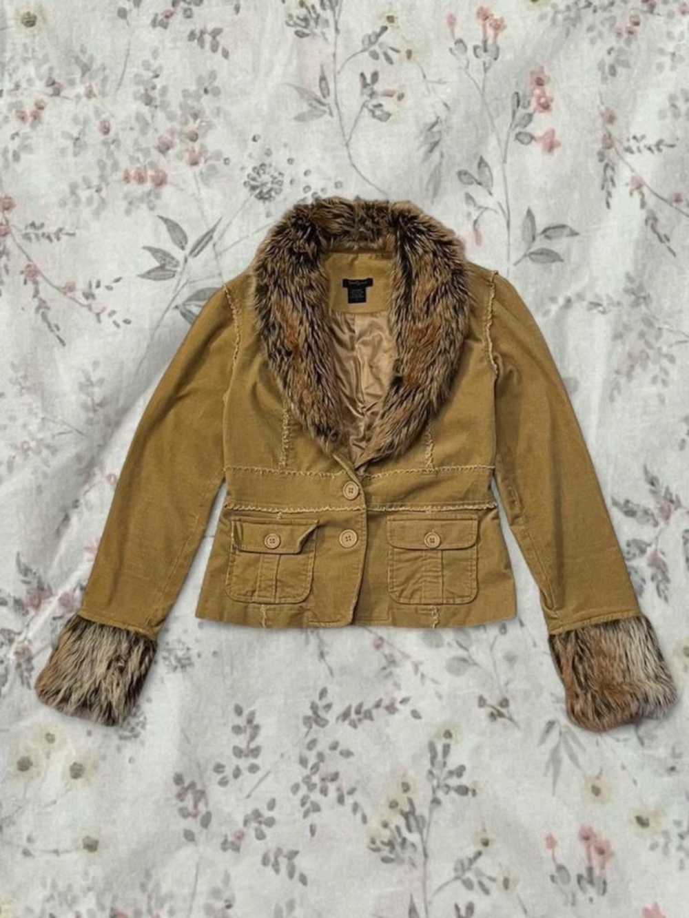 Y2k Forever 21 Corduroy Faux Fur Jacket Bratz Penny Lane Vintage